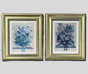 Pair Of June And February Reproduction Prints After Robert Furber 12 Months Of Flowers