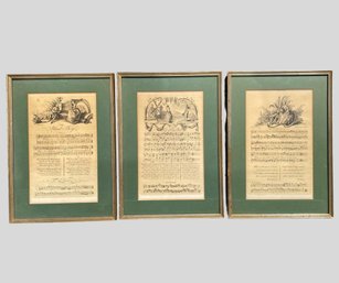 Three Framed Antique Sheet Music