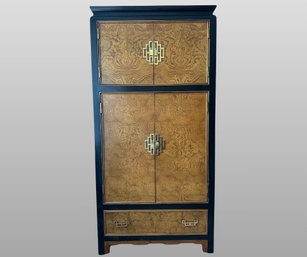 Century Furniture Midcentury Hollywood Regency Chinoiserie Burlwood And Ebonized Armoire, C 1970s