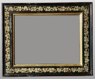 Black Painted Framed Mirror With Foliate Decoration