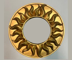 Small Round Gold Sunburst Mirror