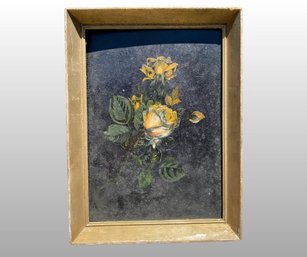 Unknown Artist, Yellow Rose, Painted On Metal Sheet