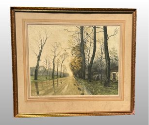 After Henri Jourdain (1864-1931), Route En Automne, France