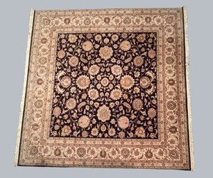 Tabriz Style Wool Rug In Black And Beige