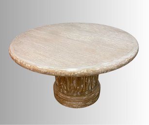 Faux Painted Wood Fluted Column Form Pedestal Table With Round Top