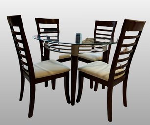 Glass Top Dining Table With Four Ladder Back Chairs