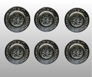 Collection Of Six Large Metal Embossed Wall Plates