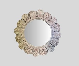 Small Round White Acanthus Leaf Mirror