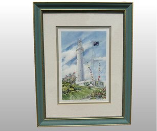 Art Print After Carole Holding, Gibbs Hill Light House, Bermuda, Signed And Inscribed By The Artist