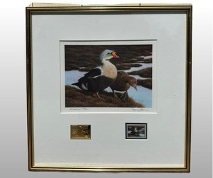 Nancy Howe 1991 Federal Waterfowl Duck Stamp Print With Double Stamps