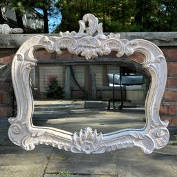 Rococo Style White Painted Wood Wall Mirror