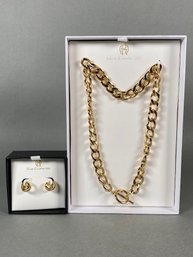 House Of Harlow 1960 Huggie Earrings  And Chain Necklace