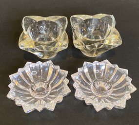 Two Pairs Of Glass Votive Candle Stick Holders