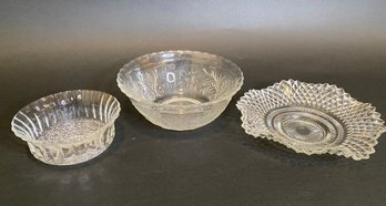 Three Pressed Glass Bowls