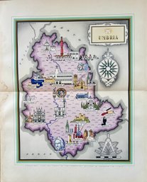 Prof. Giovanni De Agostini, 'Umbria' Pictorial Map Print From The Portfolio Image Italia, 1939