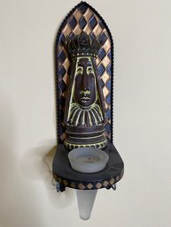 Tribal Style Tin Wall Mounted Candle Holder