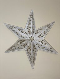 Pierced White Painted Metal Star Wall Decoration