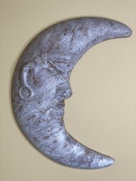 White Painted Ceramic Moon Wall Decoration