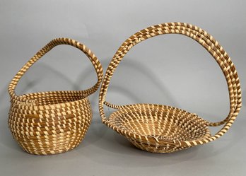 Two South Carolina Gullah Sweetgrass Handled Baskets