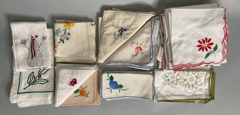 Collection Of Embroidered Cocktail And Dinner Napkins