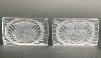 Pair Of Lalique Pineapple Knife Rests
