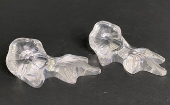 Pair Of Lalique Kyoto Anemone Flower Knife Rests