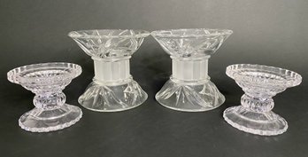 Two Pairs Of Pillar Candlestick Holders