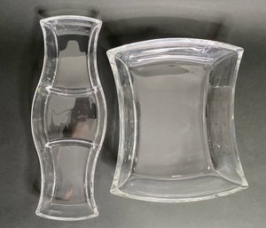 Two Glass Serving Trays