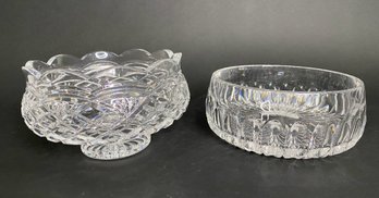 One Waterford Crystal Bowl With One Unmarked Crystal Bowl
