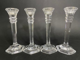 Two Pairs Of Glass Candle Sticks