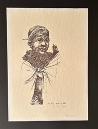 Christina Morgan, Samburu Maiden, 1979, Edition Print Of Pen And Ink Drawing