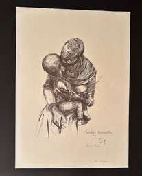 Christina Morgan, Samburu Grandmother, 1979, Edition Print Of Pen And Ink Drawing