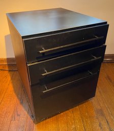 Black Composite Wood Filing Cabinet And Drawers On Wheels