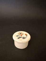 Covered Miniature Marble Inlaid Trinket Box, Agra, India, Circa 1960- 1980