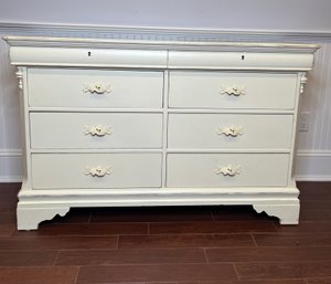 Lexington Antique White Chest Of Drawers With Floral Drawer Pulls