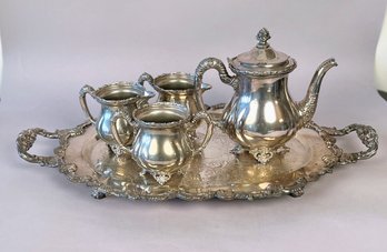 William Rogers Quadruple Silver Plate Tea Service With Platter