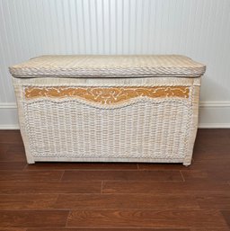 Pier 1 Imports Contemporary White Painted Wicker And Rattan Storage Chest