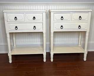 Pair Of Country Style White Painted Bedside Tables