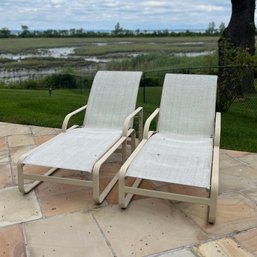 Brown Jordan Pair Of Outdoor Sling Chaise Lounge Chairs