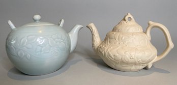 Mma Mistletoe And Acorn Bisque Teapot  With Zhong Guo Celadon Celadon Tea Pot With No Handle