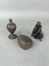 MMA Miniature Perfume Bottle With Sculpture And Trinket Box