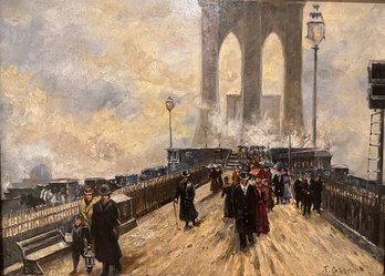 J. Gaston (French, 20th Century), The Brooklyn Bridge