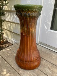 Salt Glazed Molded Ceramic Plant Stand Or Pedestal