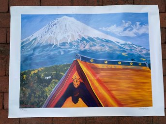 Three Burke Art Print Reproductions Of 'Mount Fuji' Painting