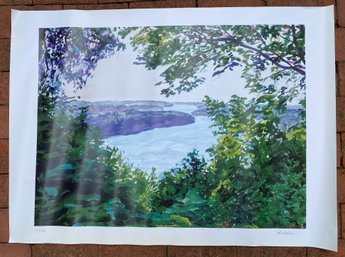 Four Burke Art Print Reproductions Of 'River Landscape' Painting