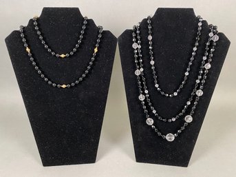 Black Rope Length Beaded Necklaces