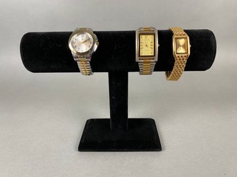 Two Tone Metal Watch With Gold Tone Watches By Panther, Kareena And Geneva