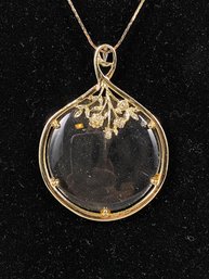 Goldtone Magnifying  Pendant On Unmarked Chain