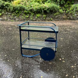 Brown Jordan Outdoor Tea Cart In Blue Tubular Steel, Modern