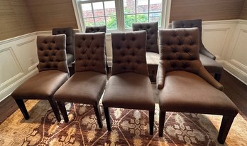 Set Of 8 Restoration Hardware Tufted Dining Chairs